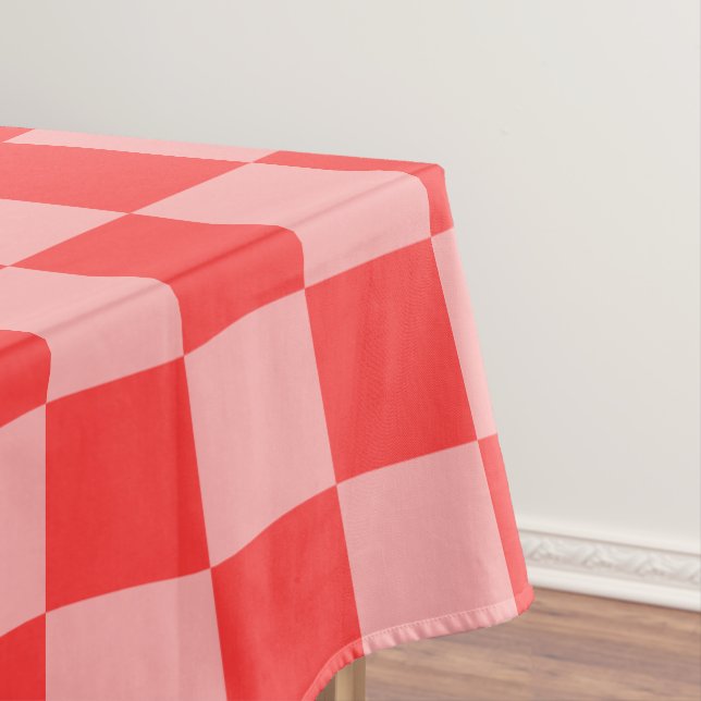 Toalha De Mesa Xadrez Vermelho e Rosa Atraente (Posição Original)