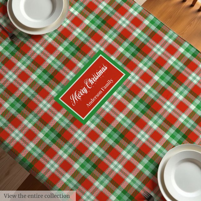 Toalha de Mesa Xadrez Vermelho Verde Estilo Tradic (Red Green Checkered Tablecloth Traditional Style)