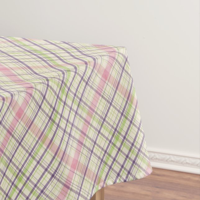 Toalha De Mesa Xadrez Violeta Roxo Verde Lima (Posição Original)