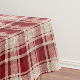 Toalha De Mesa Xadrezes de Creme Vermelho