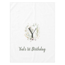 Toalha De Mesa Y inicial personalizado com flor de cor suave