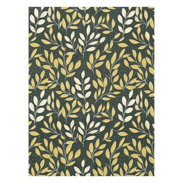 Toalha De Mesa Yellow and Cream Leafy Branches Pattern  (Frente)
