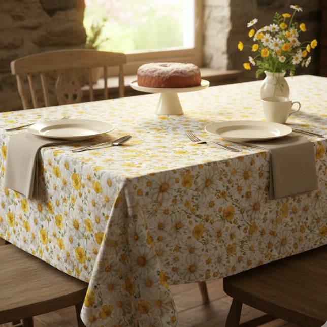 Toalha De Mesa Yellow Watercolor Wildflower Pattern  (Criador carregado)