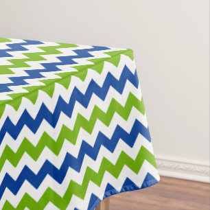 Toalha De Mesa Ziguezague brilhante do azul e do verde limão