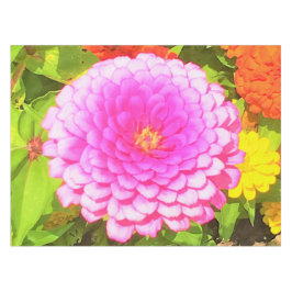 Toalha De Mesa Zinnia rosa redonda bonito no Jardim de Verão