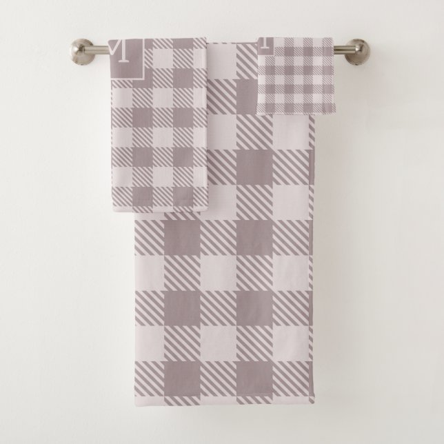 Toalha de Monograma Bege Xadrez Buffalo Estilo Faz (Insitu)