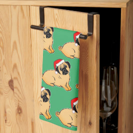 Toalha de Padrão de Pug Natal