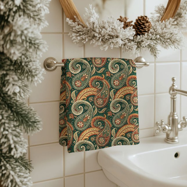 Toalha de Paisley Quente Presente Boho para Avós C (Warm Paisley Towel Boho Gift for Grandparents’ Home)