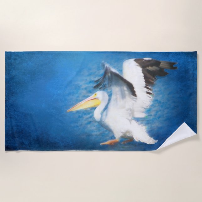 toalha de praia 2 do pelicano da aguarela (Frente)