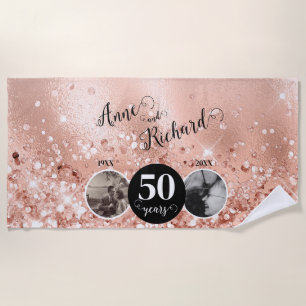 Toalha De Praia 2 Foto então e agora qualquer aniversário de casam