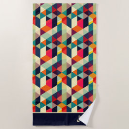 Toalha De Praia 3D Padrão Geométrico Nome Estético RETRO