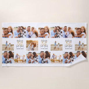 Toalha De Praia 50.º aniversário, bom ouro, fotografia colagem em