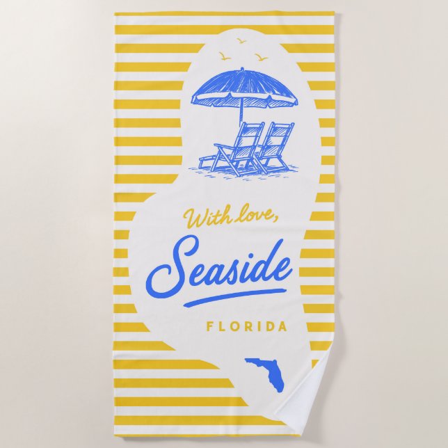 Toalha de Praia à Beira Mar com Amor (Frente)