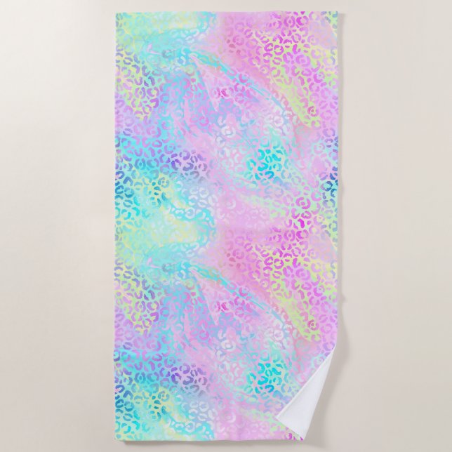 Toalha De Praia A Design 10 da Série Leopardo Iridescente (Frente)