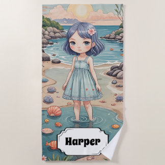 Toalha De Praia A felicidade de Beachcomber é personalizada