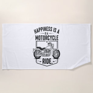 Toalha De Praia A felicidade é um motocicleta Ride.jpg