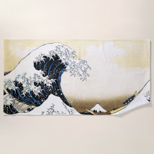 Toalha De Praia A Grande Onda de Kanagawa Hokusai, arte japonês