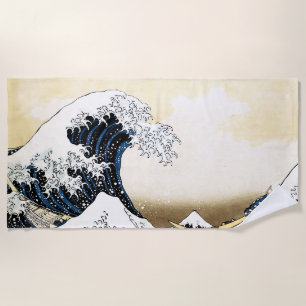Toalha De Praia A Grande Onda de Kanagawa Hokusai, arte japonês