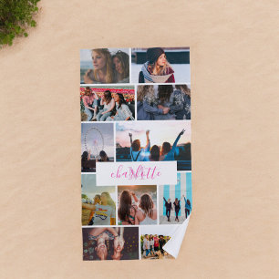 Toalha De Praia A moderna diversão legal colagem de fotos reproduz