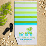 Toalha De Praia A vida na praia Legal azul/verde<br><div class="desc">Diversão,  verão,  design de tema da praia tropical,  personalizado</div>