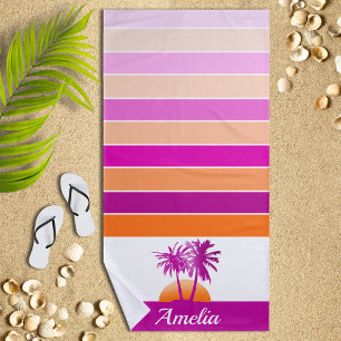 Toalha De Praia A vida na praia Legal, rosa e laranja