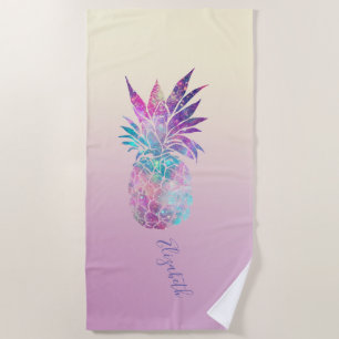 Toalha De Praia Abacaxi Fofo de Menina, Ombre - Personalizado