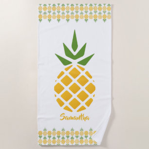 Toalha De Praia Abacaxi ouro Personalizado