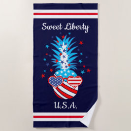 Toalha De Praia Abacaxi Patriótico Engraçado