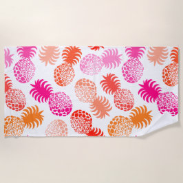 Toalha De Praia Abacaxi Tropical Momona Havaiana - Rosa - Branco