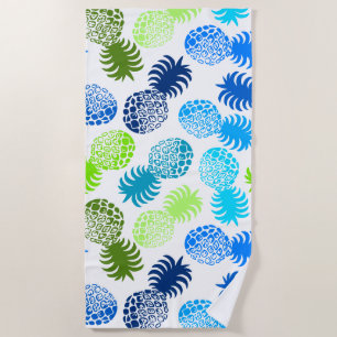 Toalha De Praia Abacaxi Tropical Momona Havaiana - Turq - Branco