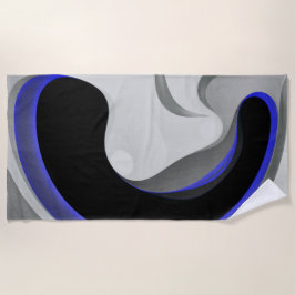 Toalha De Praia Abaixo do Azul: Cinza Abstrato, Preto e Azul