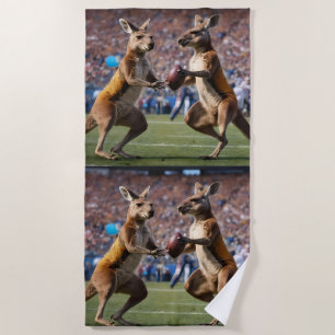Toalha De Praia "Abaixo Em Ação: Kangaroos Jogando Regras Aussie