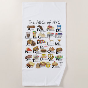 Toalha De Praia ABCs do alfabeto Nova Iorque Icônico NYC