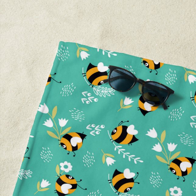 Toalha De Praia Abelhas fofas com flores (In Situ)