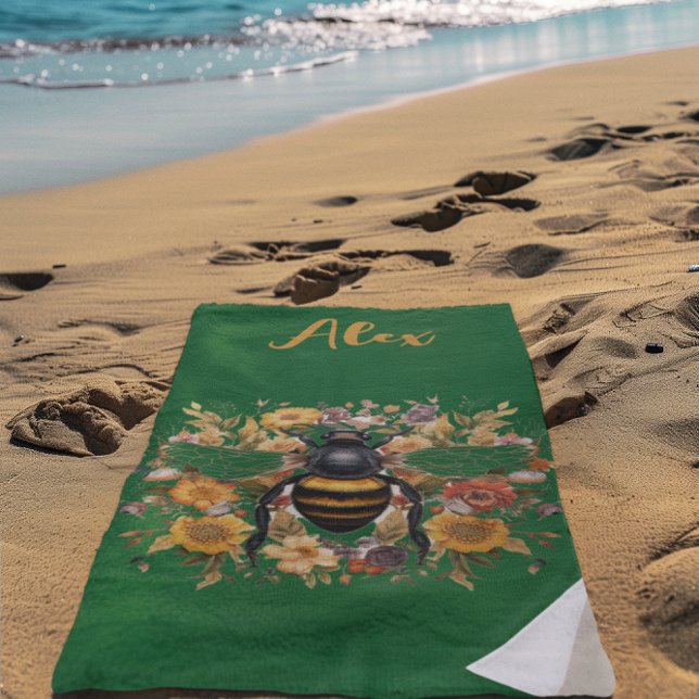 Toalha De Praia Abelhas personalizadas e flores selvagens - (Criador carregado)