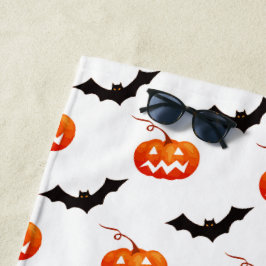 Toalha De Praia Abóboras e Morcegos de Halloween, Doce ou Travessu