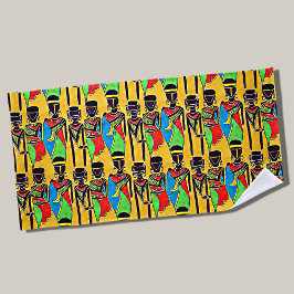 Toalha De Praia Abstrato African Figures on Yellow
