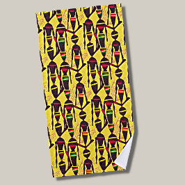 Toalha De Praia Abstrato African Figures Red Yellow Green
