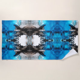 Toalha De Praia Abstrato azul-turquesa, preto e branco