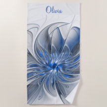 Abstrato Blue Cinza Watercolor Fractal Flower Name