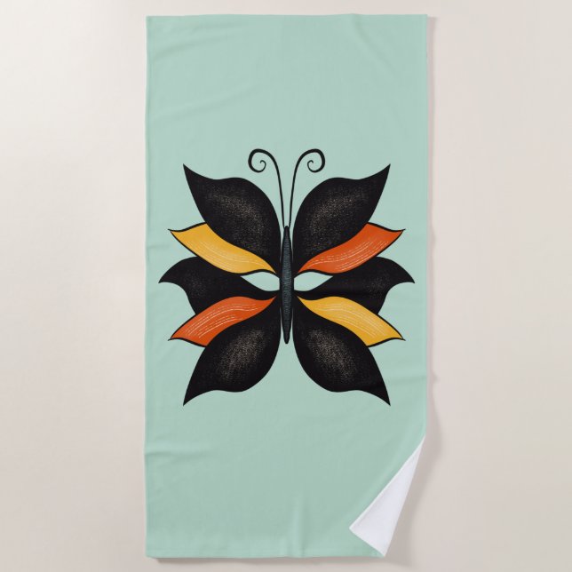 Toalha De Praia Abstrato Borboleta Estranha Belo Inseto (Frente)