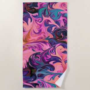 Toalha De Praia Abstrato cor-de-rosa Design azul-esmalte