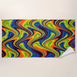 Toalha De Praia Abstrato de multicores onduladas