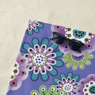 Toalha De Praia Abstrato diversão flores de desenho floral escandi