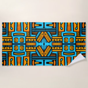 Toalha De Praia Abstrato Figurativo - Laranja Azul Escuro