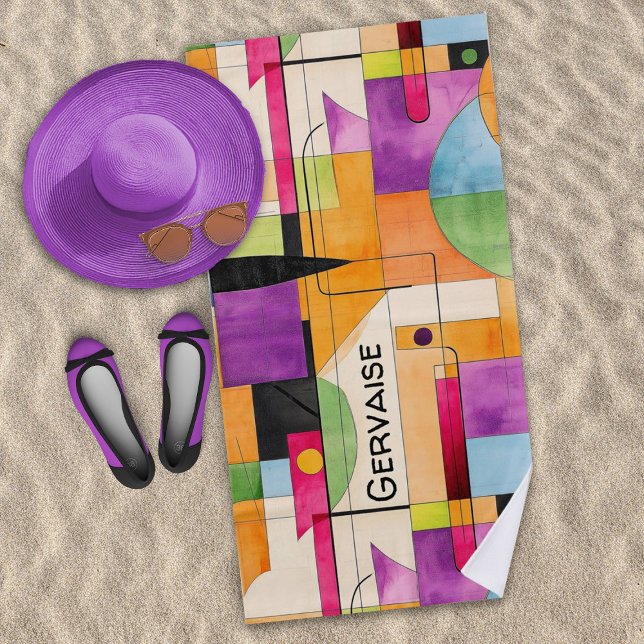 Toalha De Praia Abstrato Geométrico Modern Watercolor (Criador carregado)