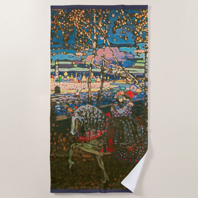 Toalha De Praia Abstrato Kandinsky Casal Anel Colorido (Frente)