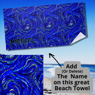 Toalha De Praia Abstrato Light e Dark Blue Swirls