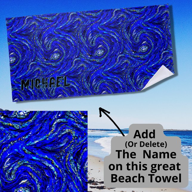 Toalha De Praia Abstrato Light e Dark Blue Swirls (Criador carregado)