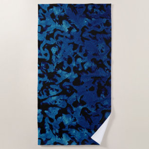 Toalha De Praia Abstrato Magia - Marinho Azul Grunge Preto